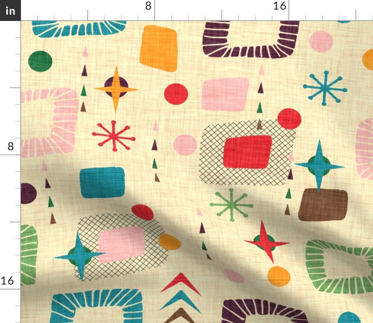 Retro Mod Mid Century Modern 1950S Geometric Atomic Colorful Midcentury Custom Printed Fabric by Spoonflower Various Fabrics by the Yard or Fat Quarter